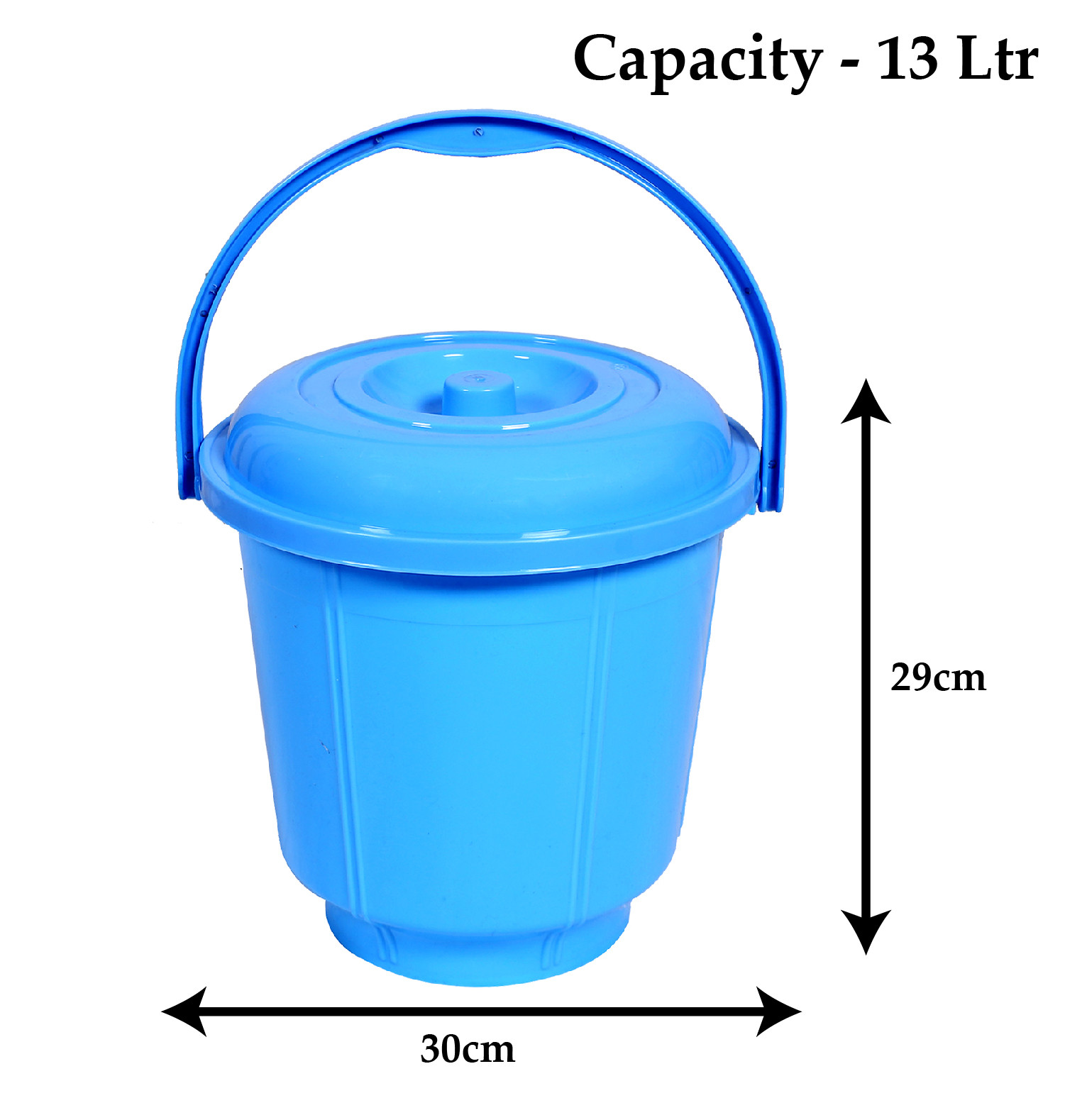 Kuber Industries Unbreakable Plastic Durable & Lightweight Strong Bathroom Bucket With Lid And Handle,13 Ltr. (Sky Blue)