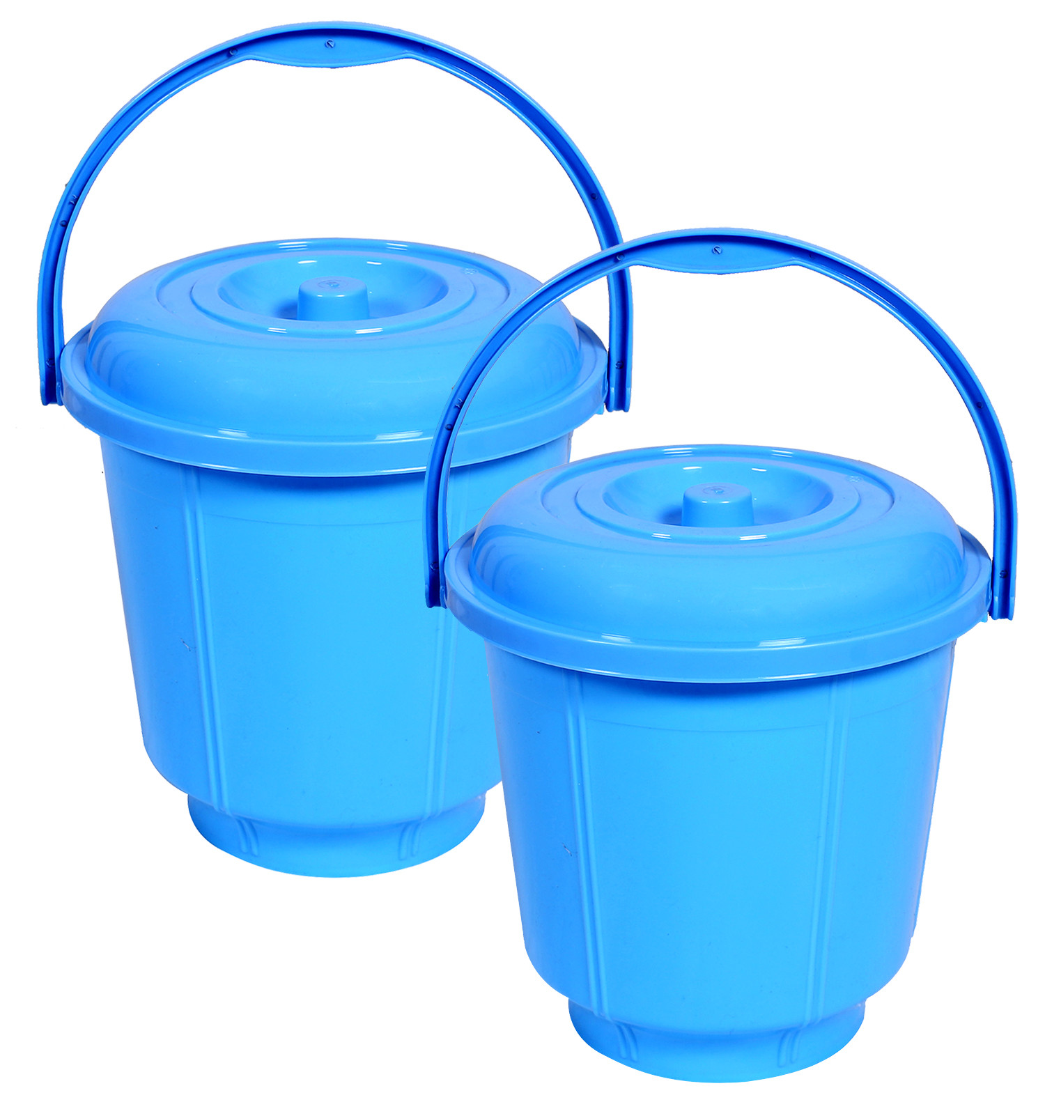 Kuber Industries Unbreakable Plastic Durable & Lightweight Strong Bathroom Bucket With Lid And Handle,13 Ltr. (Sky Blue)