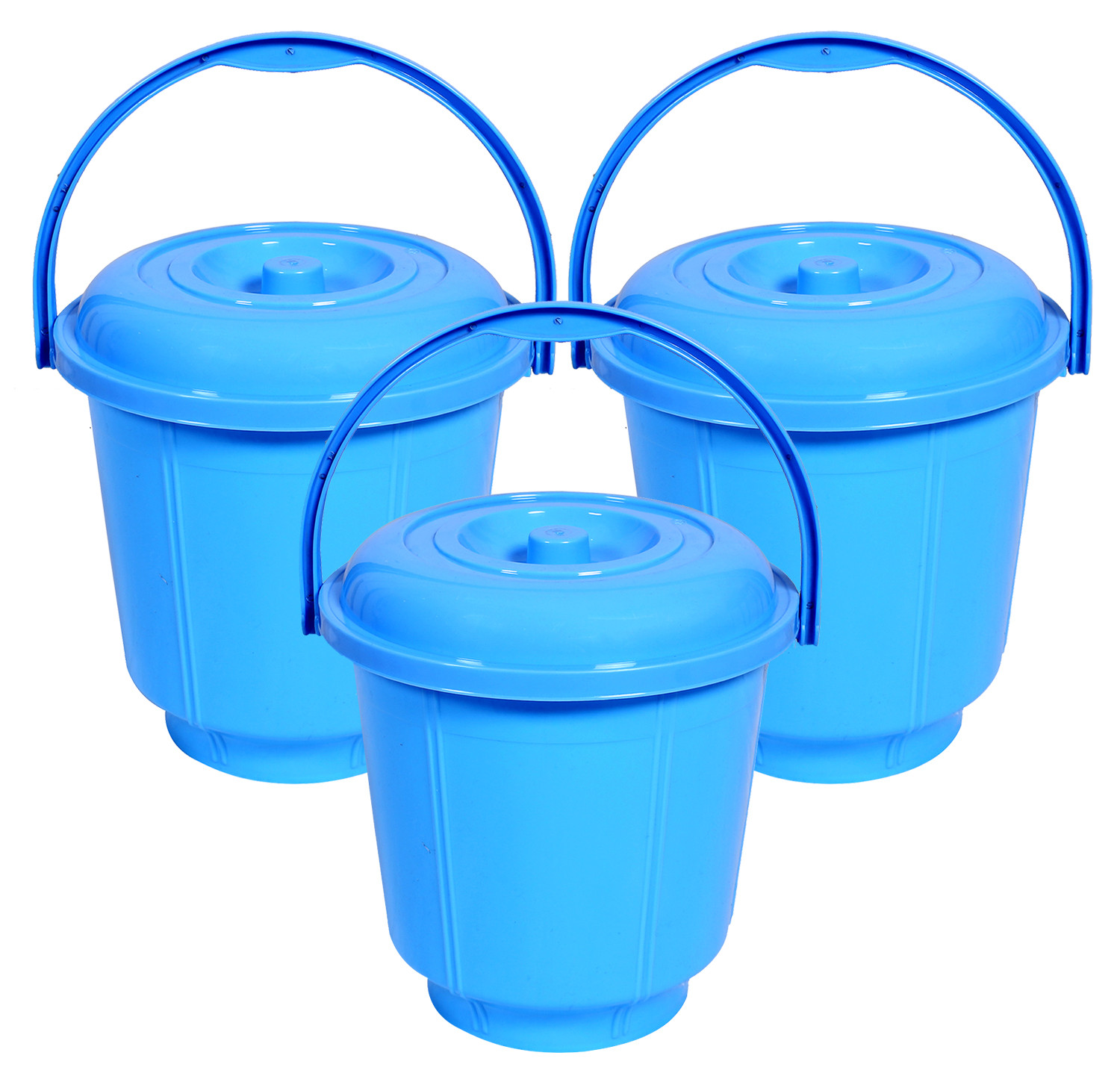 Kuber Industries Unbreakable Plastic Durable & Lightweight Strong Bathroom Bucket With Lid And Handle,13 Ltr. (Sky Blue)