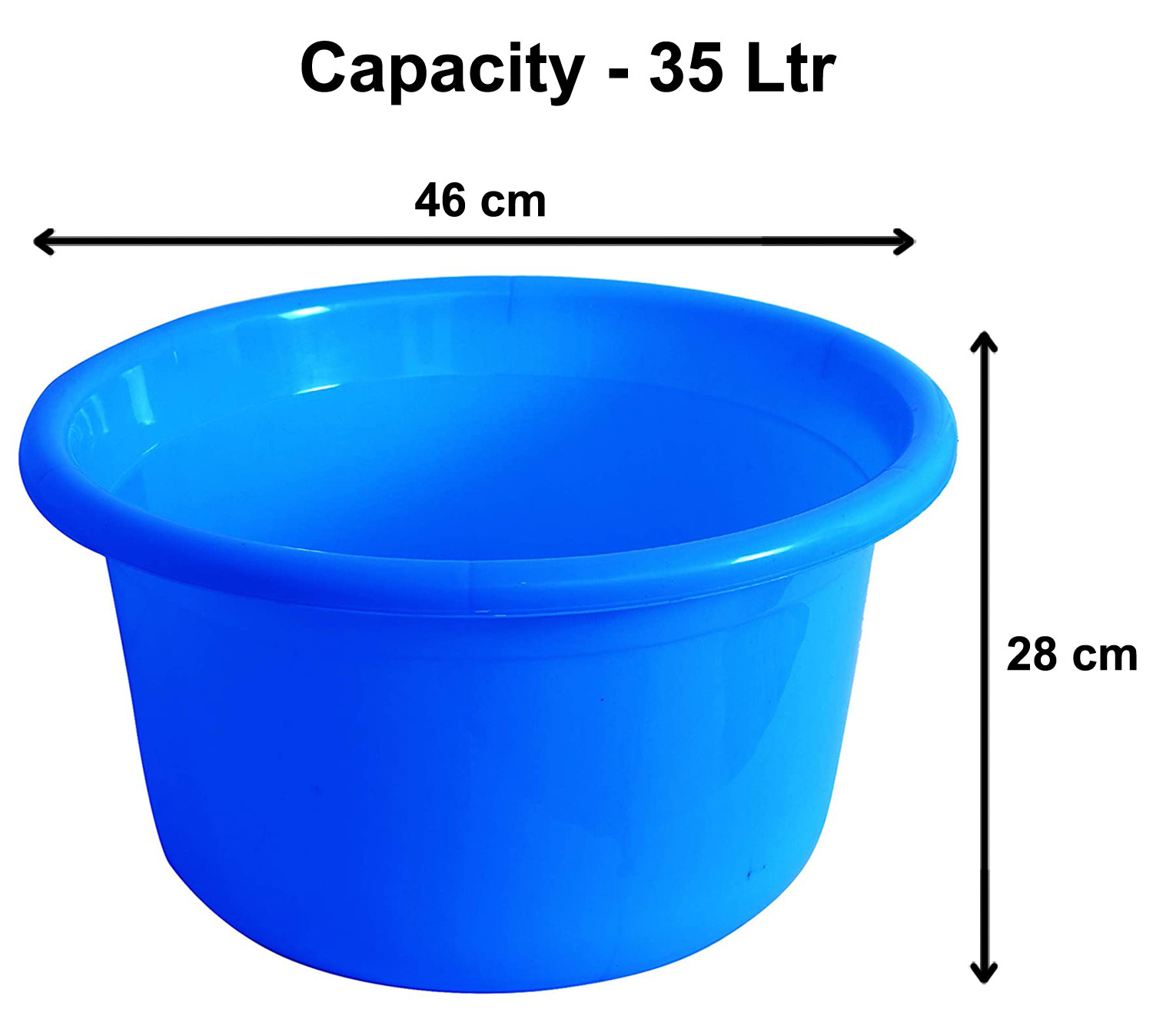 Kuber Industries Unbreakable Plastic Multipurpose Bath Tub/Washing Tub 35 Ltr (Blue)-KUBMRT11727