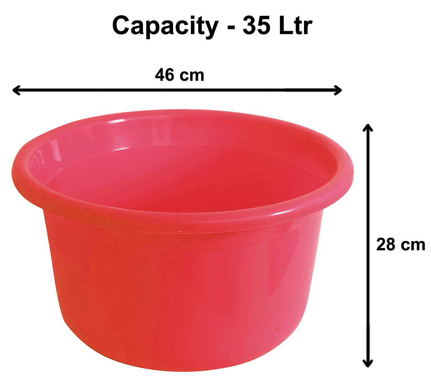 Kuber Industries Unbreakable Plastic Multipurpose Bath Tub/Washing Tub 35 Ltr (Red)-KUBMRT11731