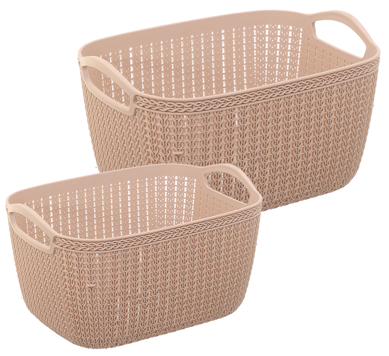 Kuber Industries Unbreakable Plastic Multipurpose Large And Medium Size Flexible Storage Baskets / Fruit Vegetable Bathroom Stationary Home Basket with Handles (Peach) -CTKTC39342