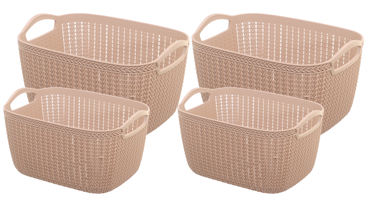 Kuber Industries Unbreakable Plastic Multipurpose Large And Medium Size Flexible Storage Baskets / Fruit Vegetable Bathroom Stationary Home Basket with Handles (Peach) -CTKTC39342