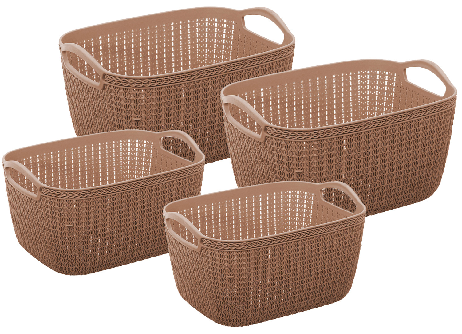 Kuber Industries Unbreakable Plastic Multipurpose Large And Medium Size Flexible Storage Baskets / Fruit Vegetable Bathroom Stationary Home Basket with Handles (Brown) -CTKTC39344