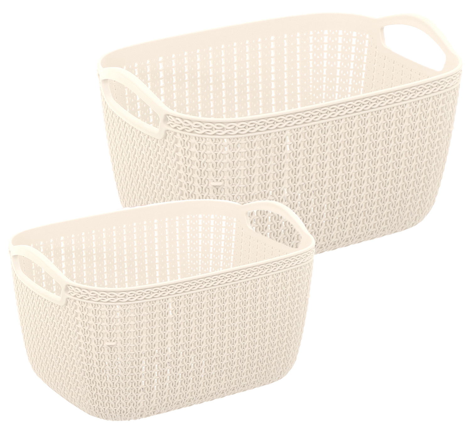 Kuber Industries Unbreakable Plastic Multipurpose Large And Medium Size Flexible Storage Baskets / Fruit Vegetable Bathroom Stationary Home Basket with Handles (Cream) -CTKTC39346