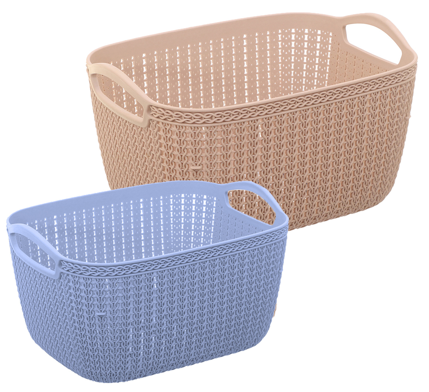 Kuber Industries Unbreakable Plastic Multipurpose Large And Medium Size Flexible Storage Baskets / Fruit Vegetable Bathroom Stationary Home Basket with Handles (Peach & Grey) -CTKTC39354