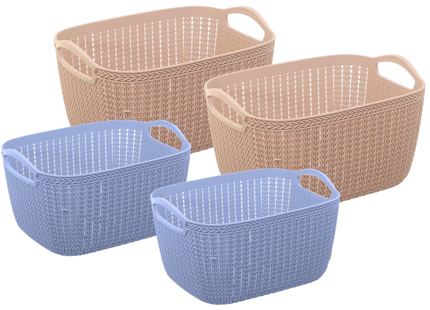 Kuber Industries Unbreakable Plastic Multipurpose Large And Medium Size Flexible Storage Baskets / Fruit Vegetable Bathroom Stationary Home Basket with Handles (Peach & Grey) -CTKTC39354