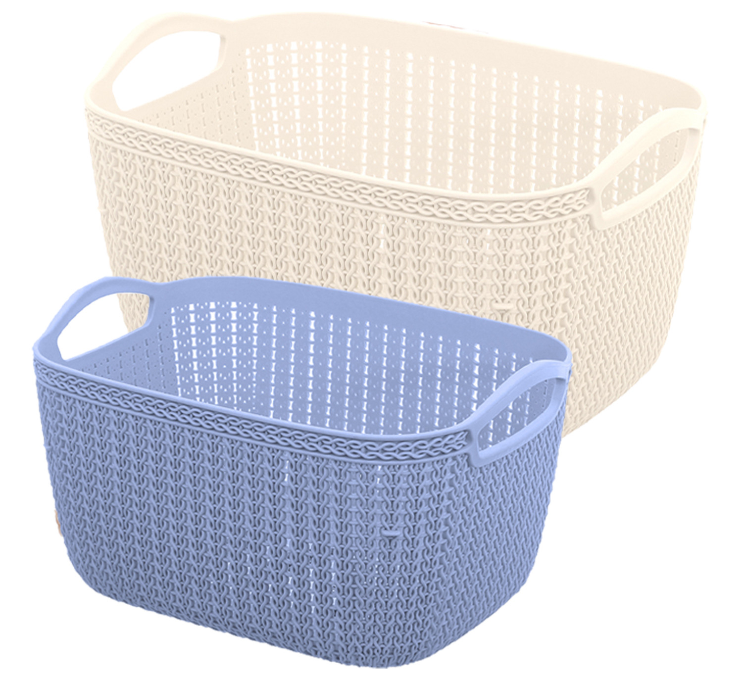 Kuber Industries Unbreakable Plastic Multipurpose Large And Medium Size Flexible Storage Baskets / Fruit Vegetable Bathroom Stationary Home Basket with Handles (Cream & Grey) -CTKTC39360