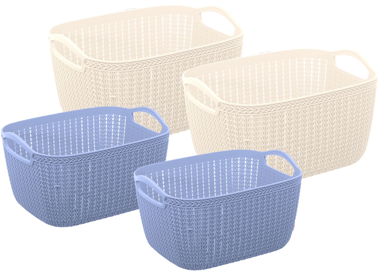 Kuber Industries Unbreakable Plastic Multipurpose Large And Medium Size Flexible Storage Baskets / Fruit Vegetable Bathroom Stationary Home Basket with Handles (Cream & Grey) -CTKTC39360