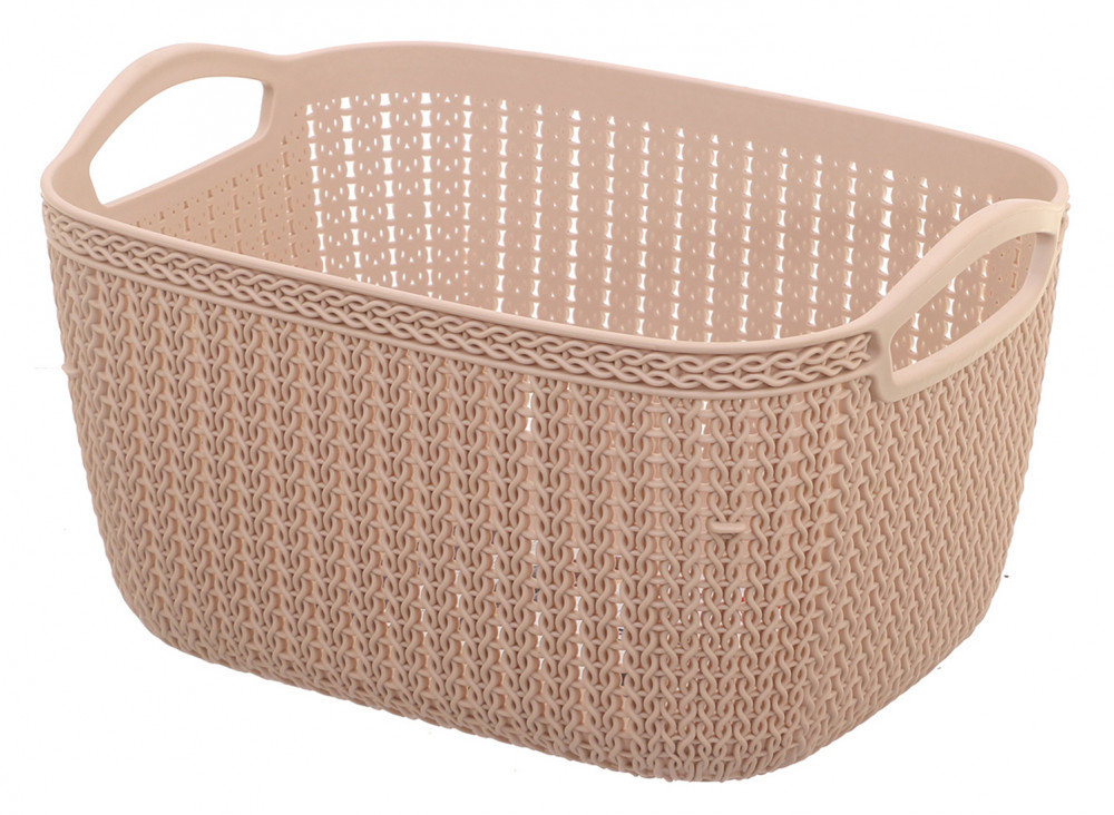 Kuber Industries Unbreakable Plastic Multipurpose Large Size Flexible Storage Baskets / Fruit Vegetable Bathroom Stationary Home Basket with Handles (Peach) -CTKTC37801