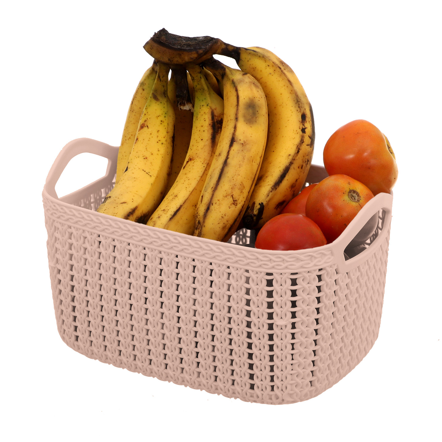 Kuber Industries Unbreakable Plastic Multipurpose Large Size Flexible Storage Baskets / Fruit Vegetable Bathroom Stationary Home Basket with Handles (Peach) -CTKTC37801