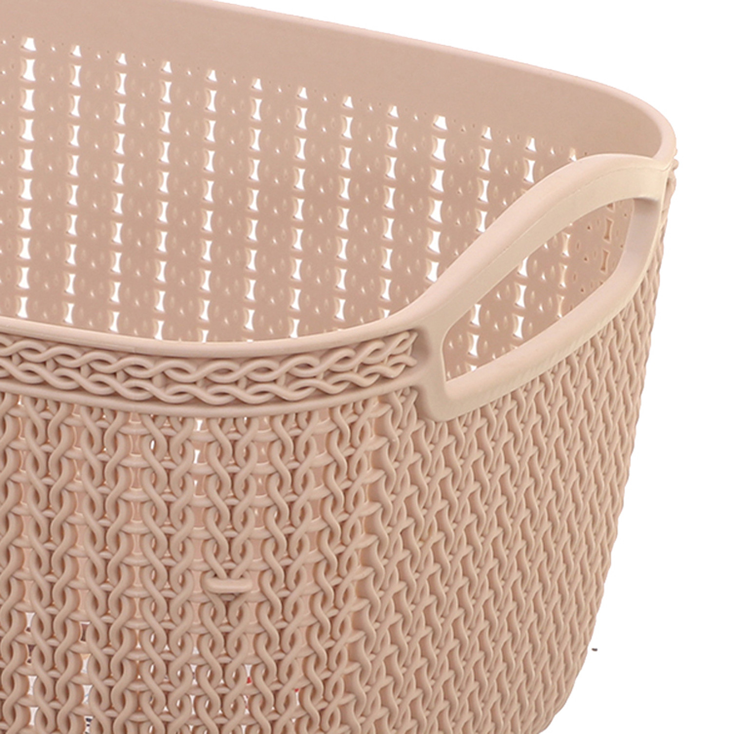 Kuber Industries Unbreakable Plastic Multipurpose Large Size Flexible Storage Baskets / Fruit Vegetable Bathroom Stationary Home Basket with Handles (Peach) -CTKTC37801