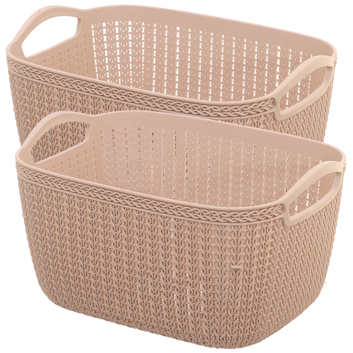 Kuber Industries Unbreakable Plastic Multipurpose Large Size Flexible Storage Baskets / Fruit Vegetable Bathroom Stationary Home Basket with Handles (Peach) -CTKTC37801
