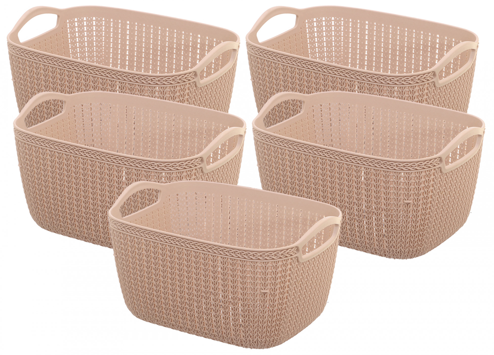 Kuber Industries Unbreakable Plastic Multipurpose Large Size Flexible Storage Baskets / Fruit Vegetable Bathroom Stationary Home Basket with Handles (Peach) -CTKTC37801