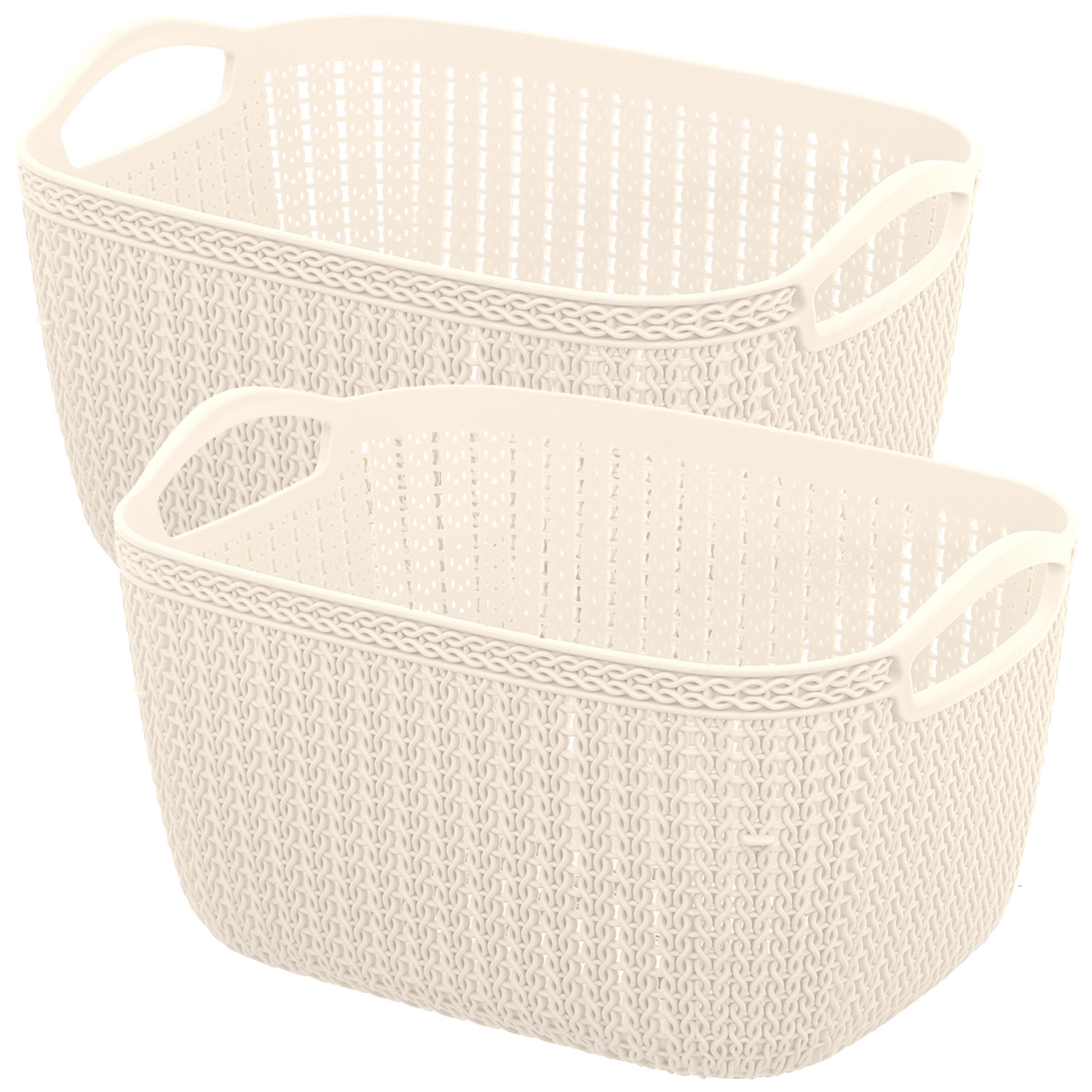 Kuber Industries Unbreakable Plastic Multipurpose Large Size Flexible Storage Baskets / Fruit Vegetable Bathroom Stationary Home Basket with Handles (Cream) -CTKTC37821