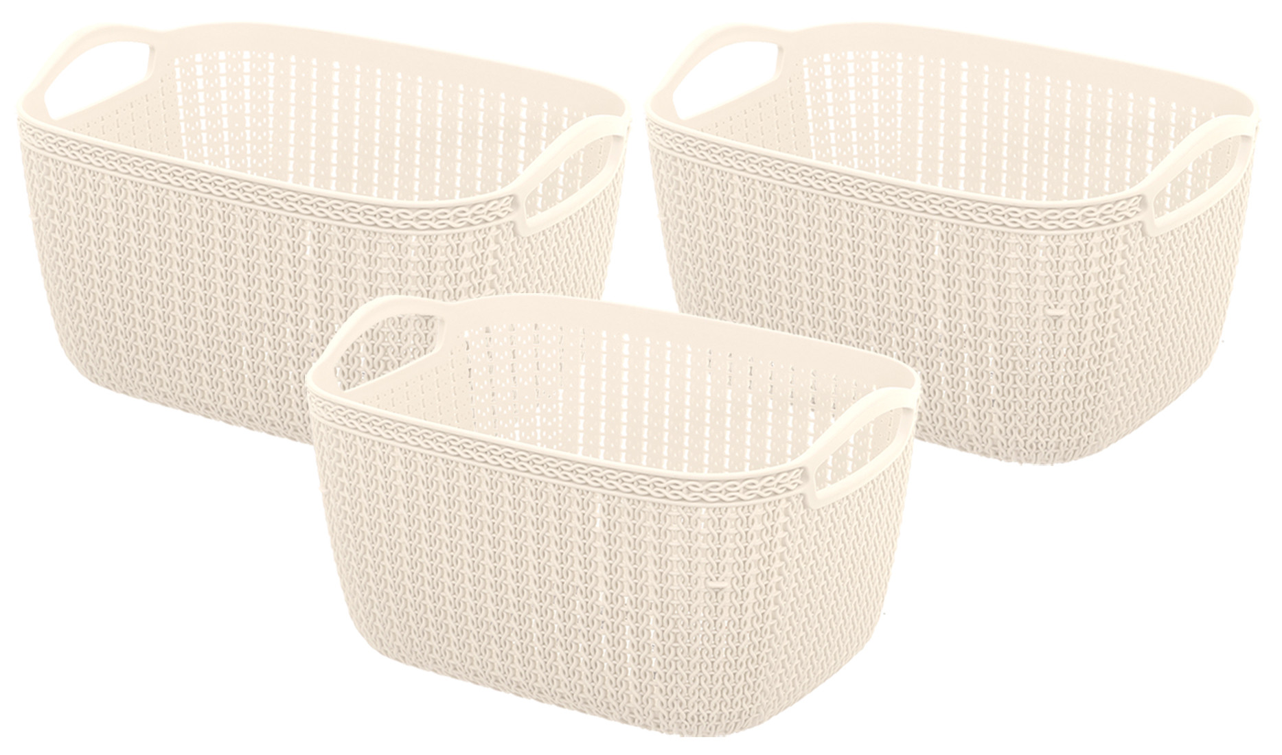 Kuber Industries Unbreakable Plastic Multipurpose Large Size Flexible Storage Baskets / Fruit Vegetable Bathroom Stationary Home Basket with Handles (Cream) -CTKTC37821