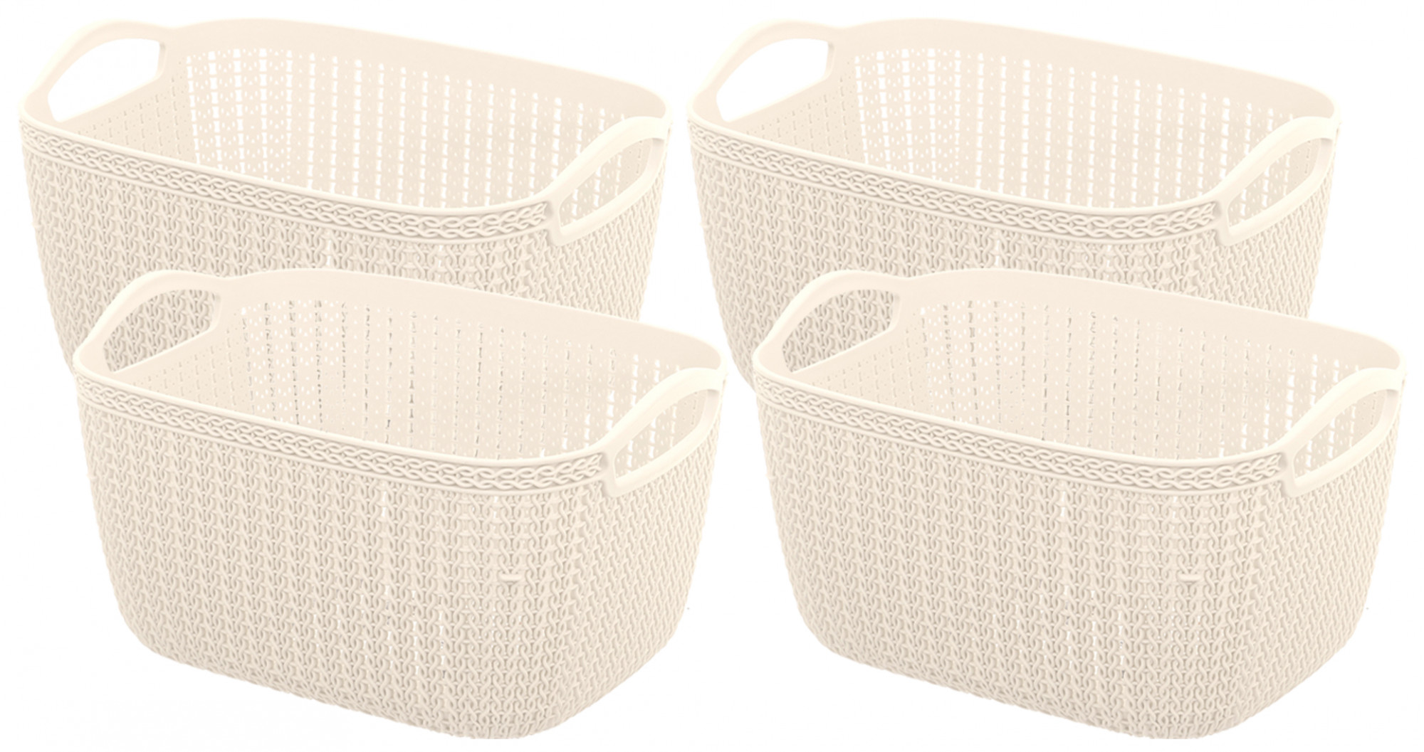 Kuber Industries Unbreakable Plastic Multipurpose Large Size Flexible Storage Baskets / Fruit Vegetable Bathroom Stationary Home Basket with Handles (Cream) -CTKTC37821
