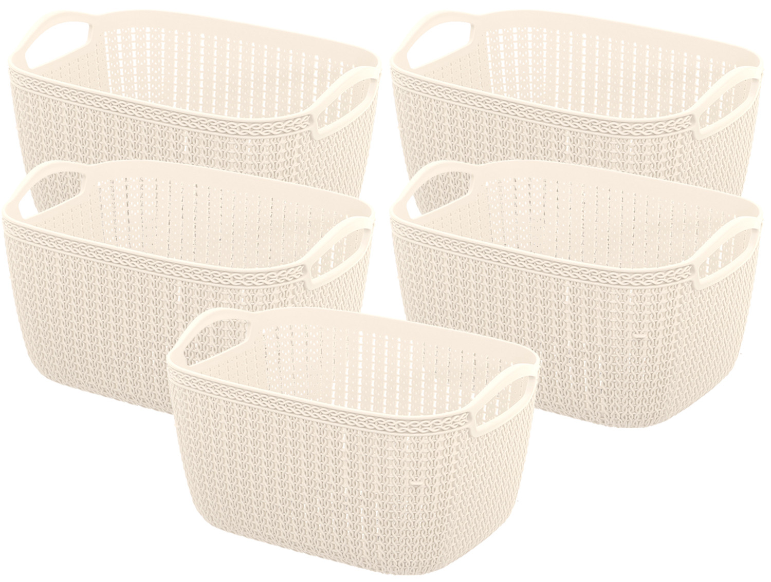 Kuber Industries Unbreakable Plastic Multipurpose Large Size Flexible Storage Baskets / Fruit Vegetable Bathroom Stationary Home Basket with Handles (Cream) -CTKTC37821
