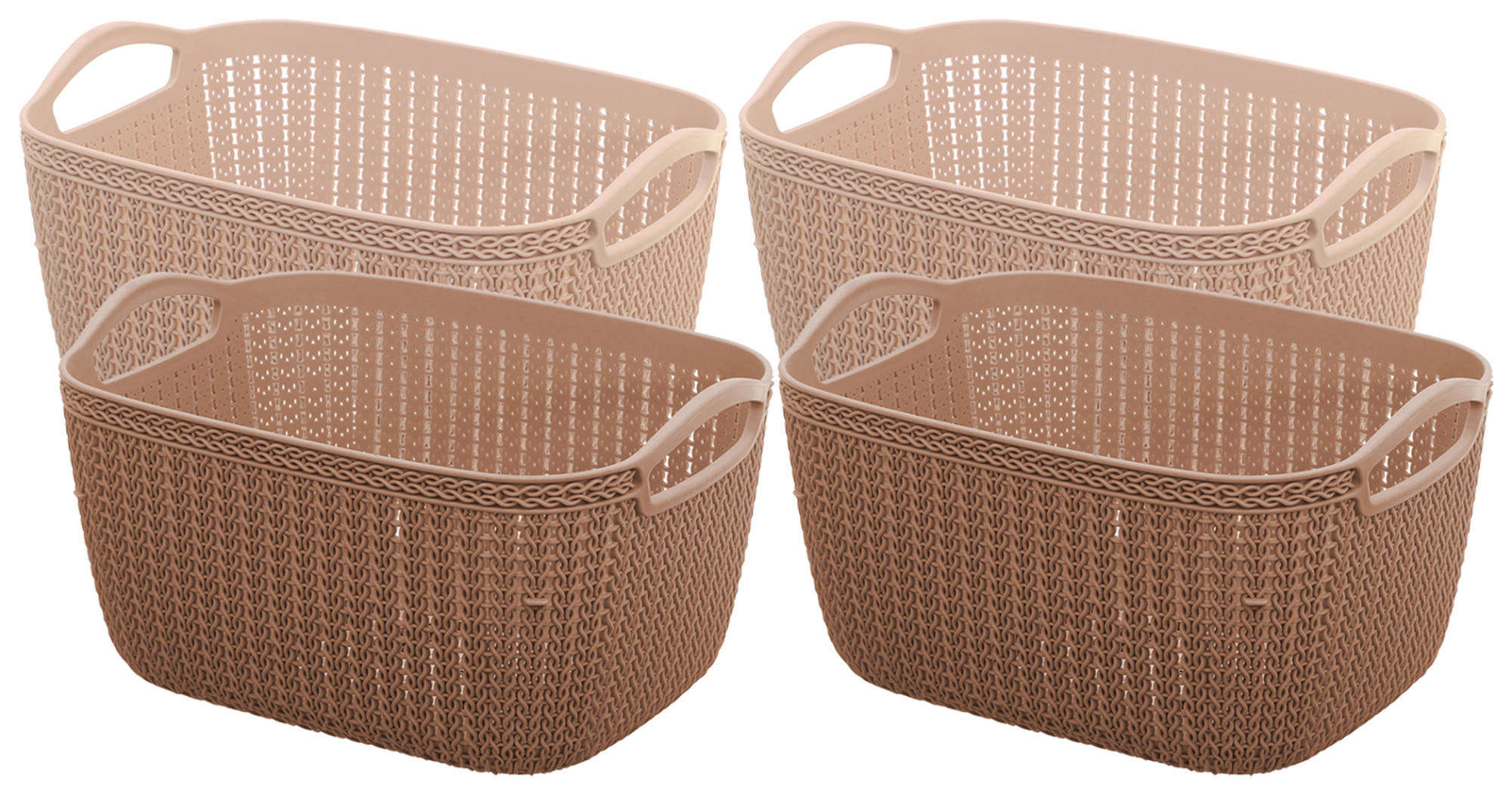 Kuber Industries Unbreakable Plastic Multipurpose Large Size Flexible Storage Baskets / Fruit Vegetable Bathroom Stationary Home Basket with Handles (Peach & Brown) -CTKTC37841