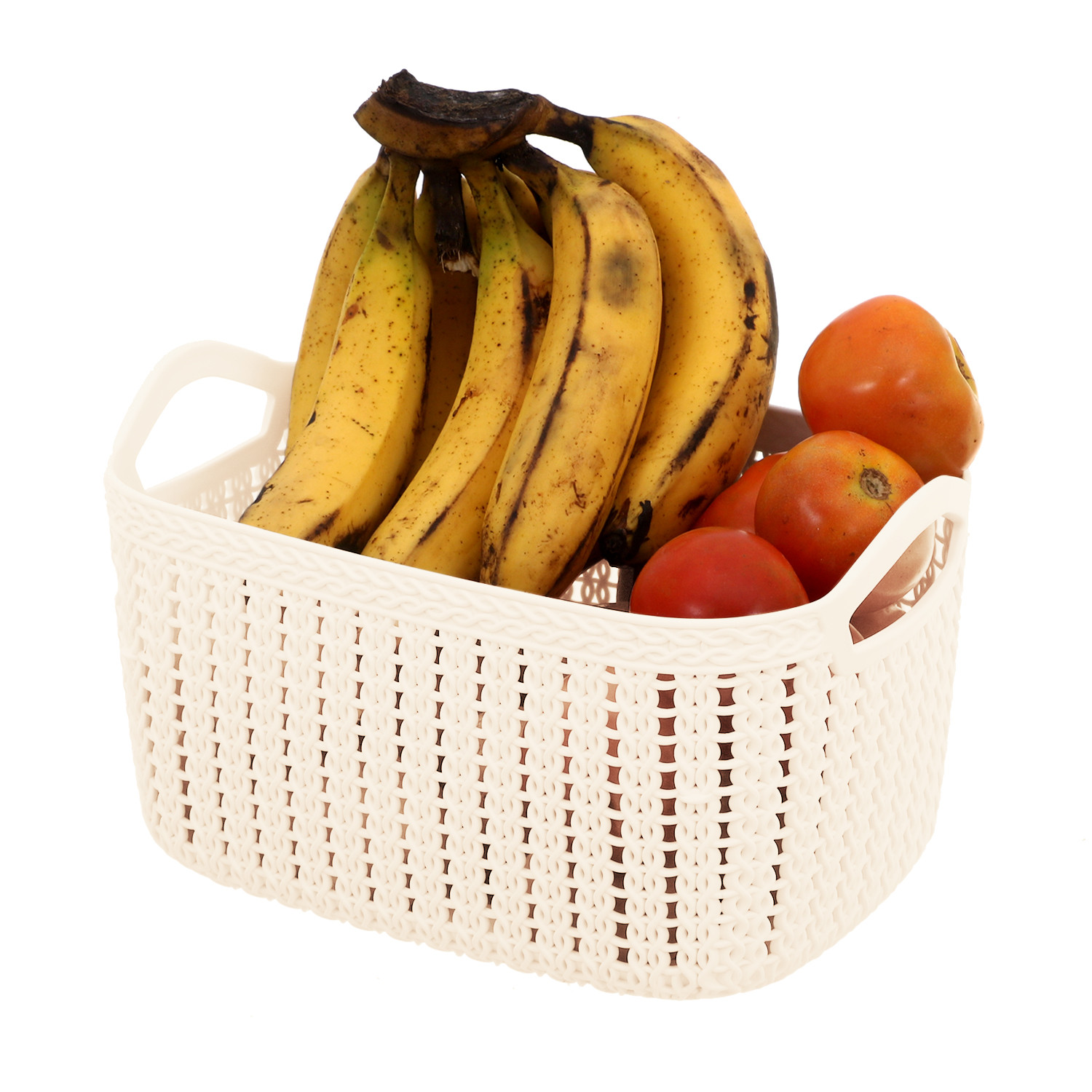 Kuber Industries Unbreakable Plastic Multipurpose Large Size Flexible Storage Baskets / Fruit Vegetable Bathroom Stationary Home Basket with Handles (Peach & Cream) -CTKTC37843
