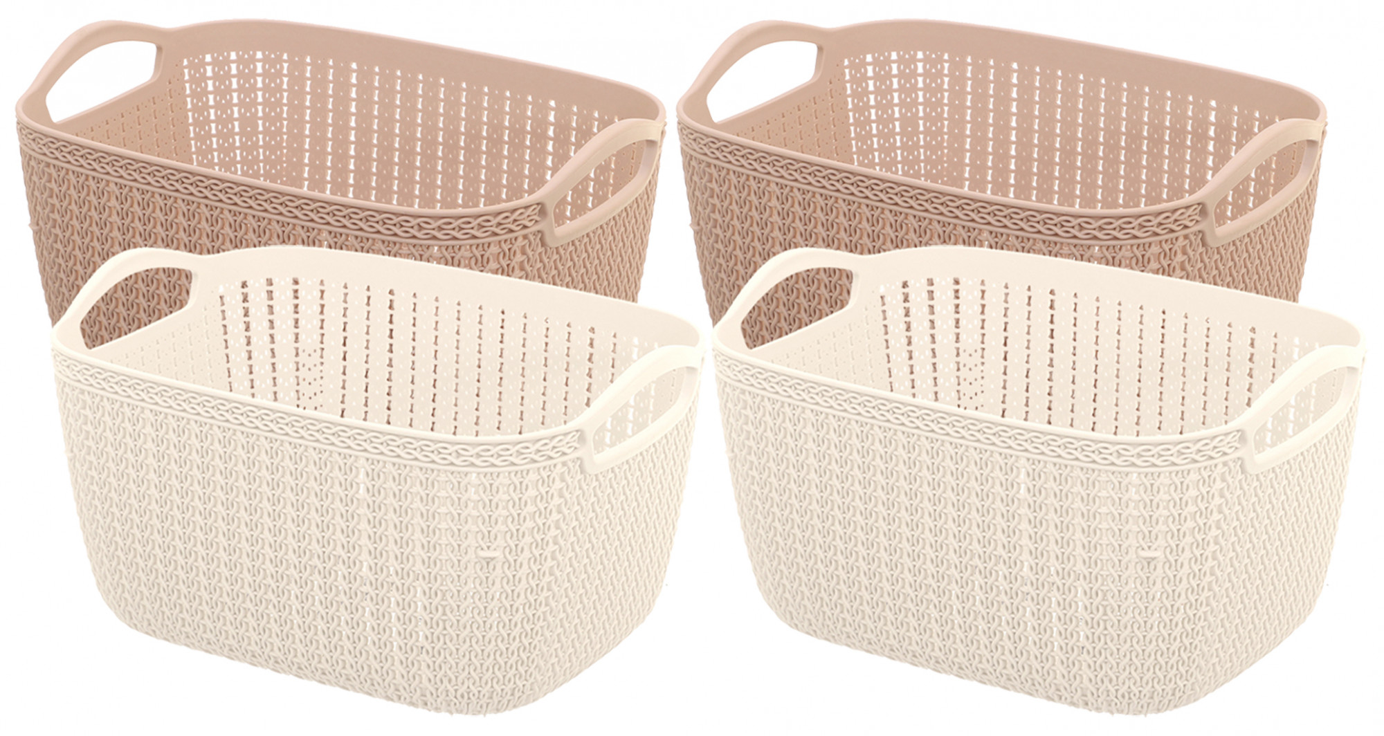 Kuber Industries Unbreakable Plastic Multipurpose Large Size Flexible Storage Baskets / Fruit Vegetable Bathroom Stationary Home Basket with Handles (Peach & Cream) -CTKTC37843