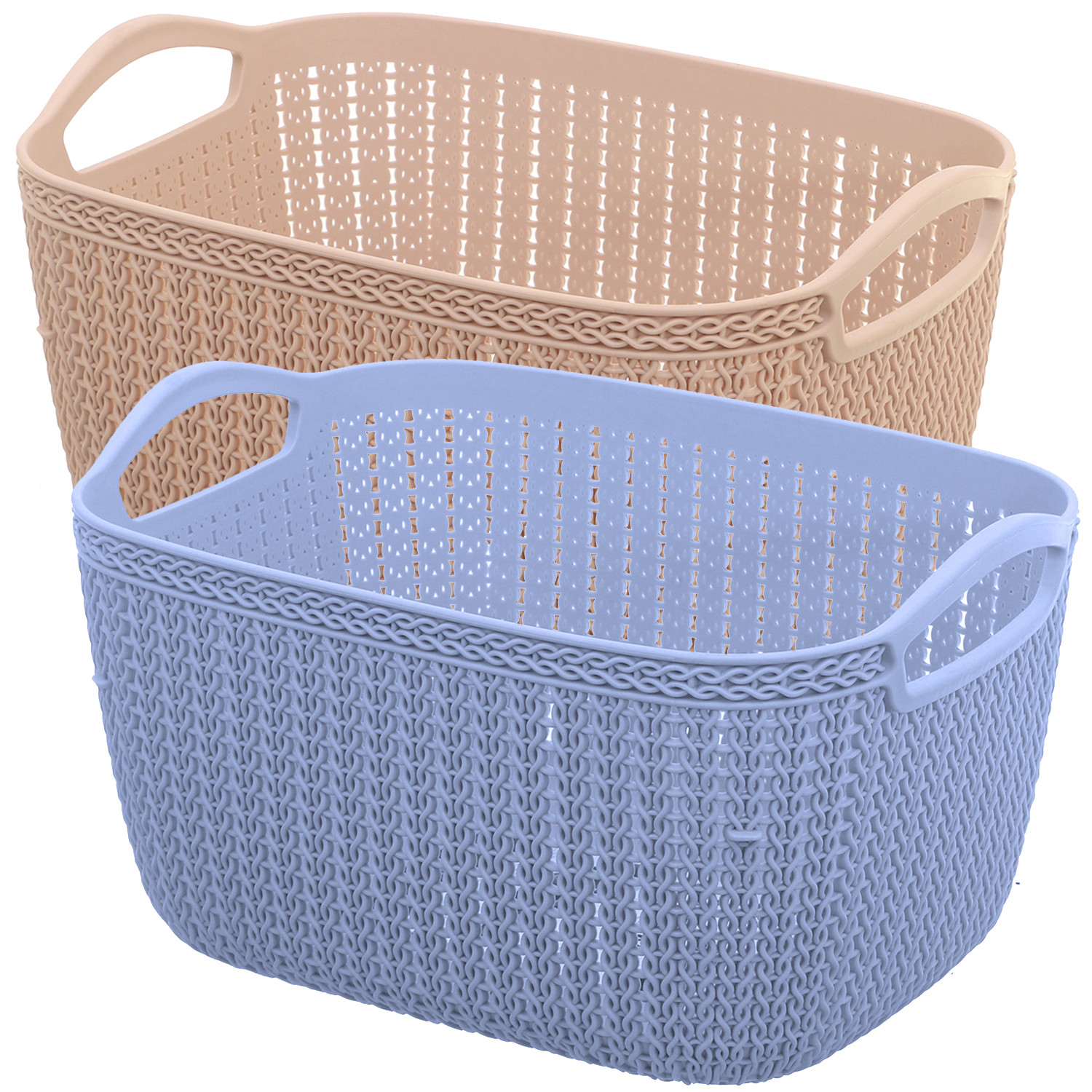 Kuber Industries Unbreakable Plastic Multipurpose Large Size Flexible Storage Baskets / Fruit Vegetable Bathroom Stationary Home Basket with Handles (Peach & Grey) -CTKTC37845