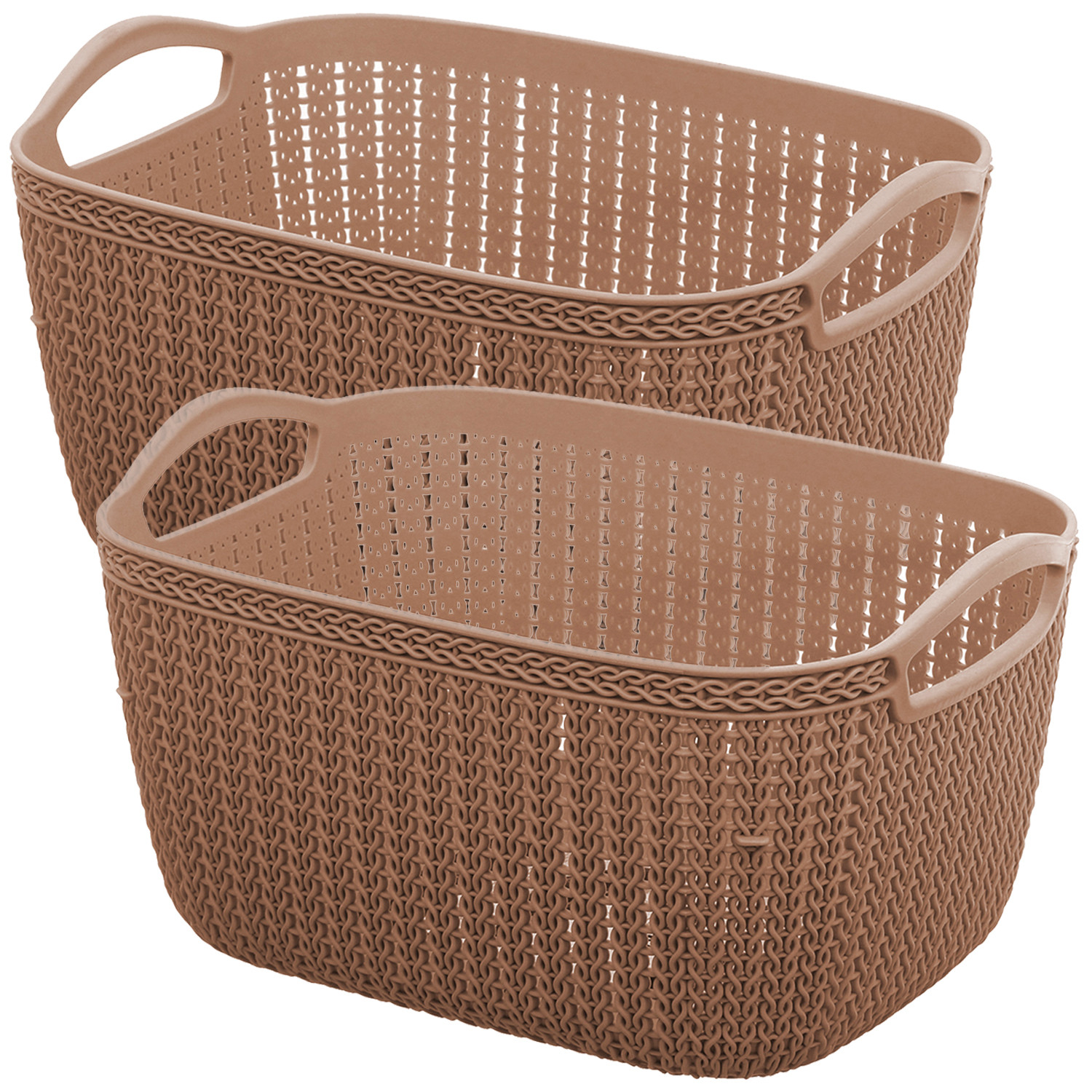 Kuber Industries Unbreakable Plastic Multipurpose Medium Size Flexible Storage Baskets / Fruit Vegetable Bathroom Stationary Home Basket with Handles (Brown) -CTKTC39043