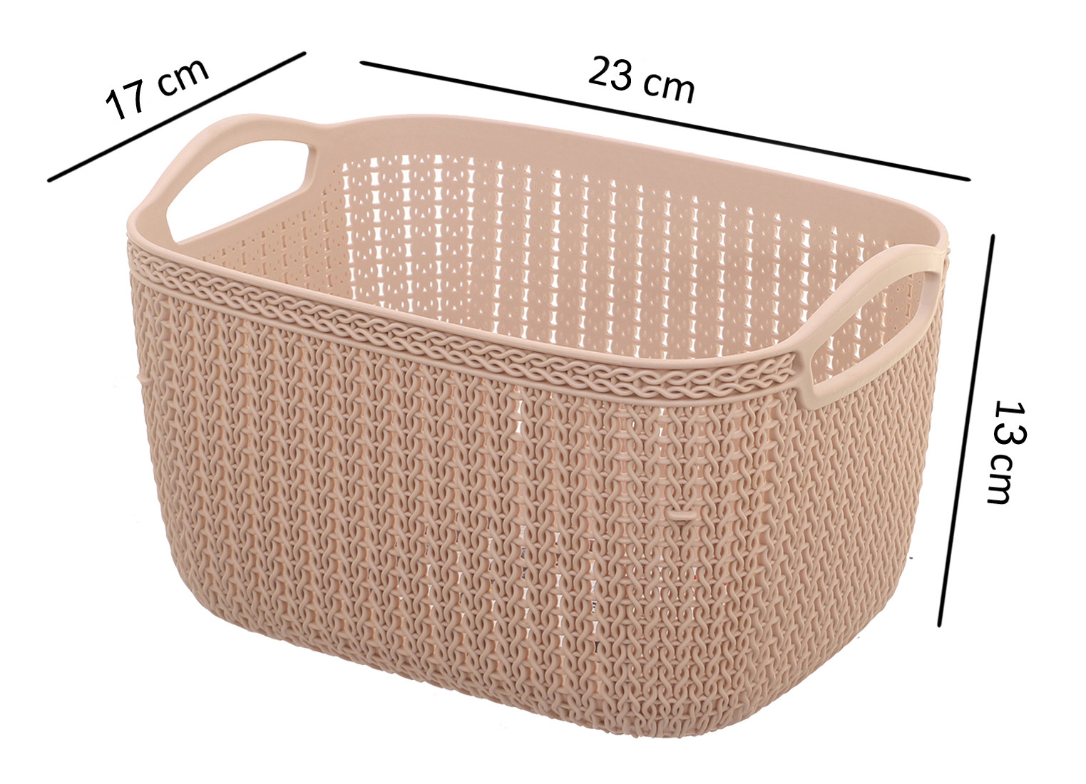 Kuber Industries Unbreakable Plastic Multipurpose Medium Size Flexible Storage Baskets / Fruit Vegetable Bathroom Stationary Home Basket with Handles (Peach & Cream) -CTKTC39075