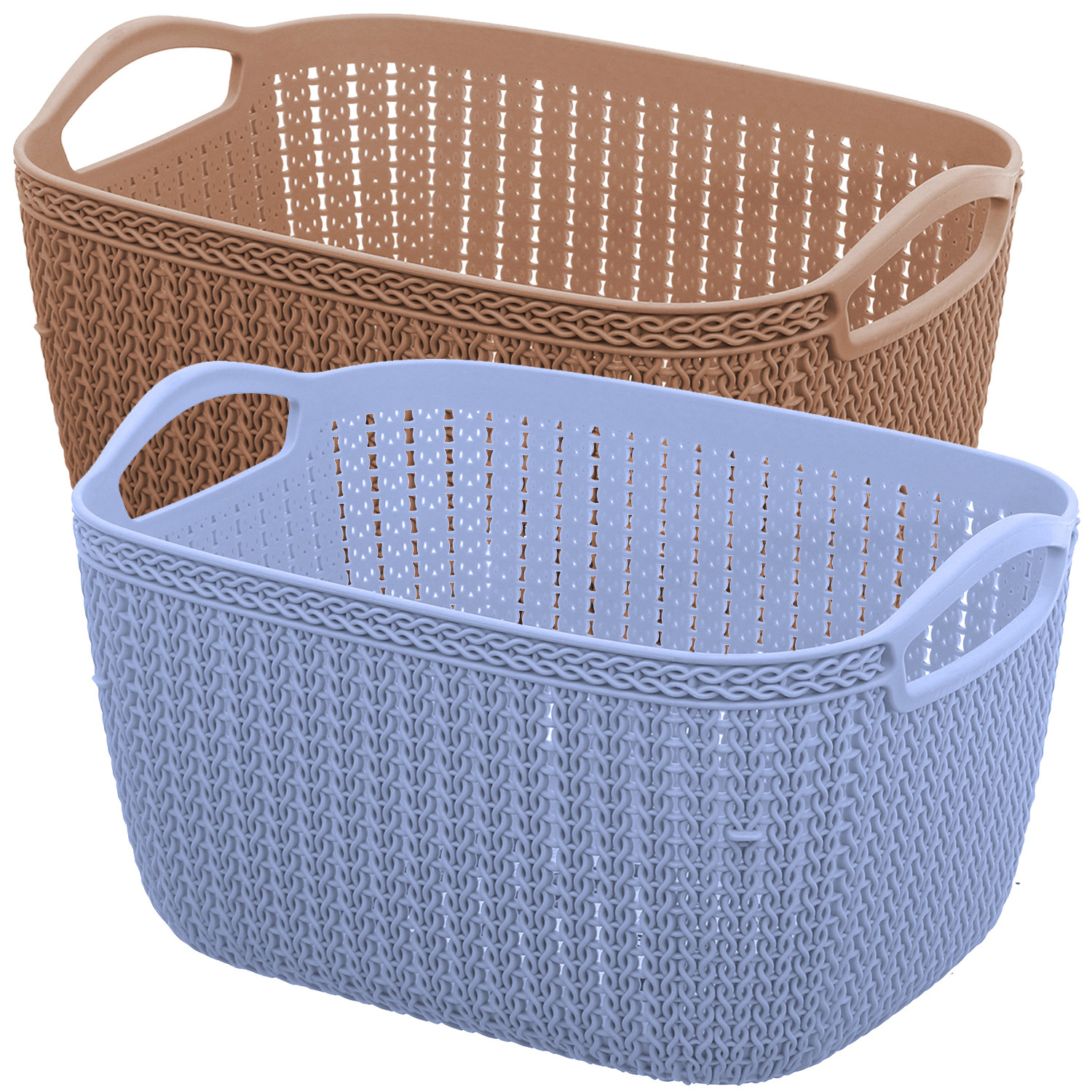 Kuber Industries Unbreakable Plastic Multipurpose Medium Size Flexible Storage Baskets / Fruit Vegetable Bathroom Stationary Home Basket with Handles (Brown & Grey) -CTKTC39081
