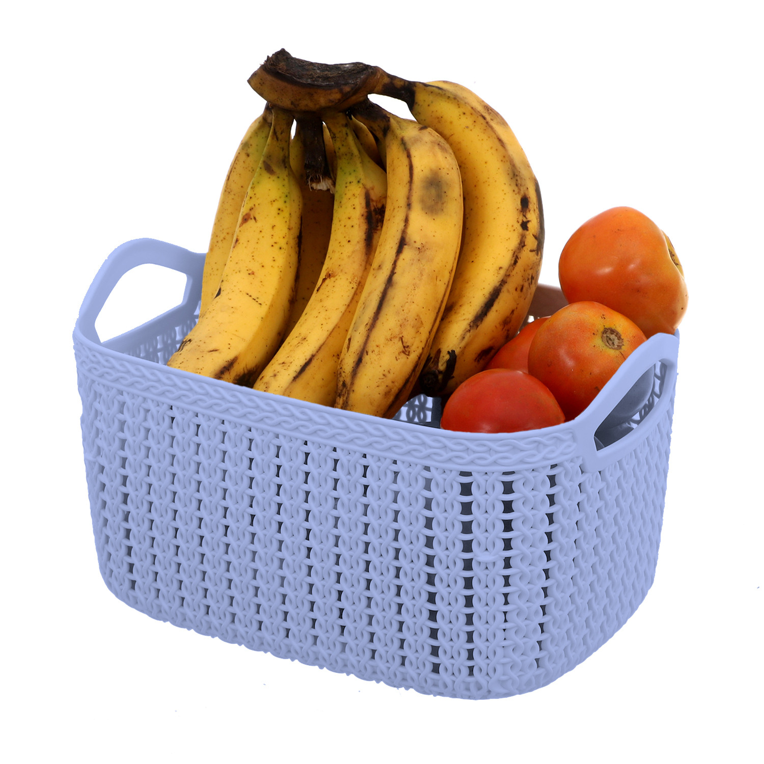 Kuber Industries Unbreakable Plastic Multipurpose Medium Size Flexible Storage Baskets / Fruit Vegetable Bathroom Stationary Home Basket with Handles (Cream & Grey) -CTKTC39083