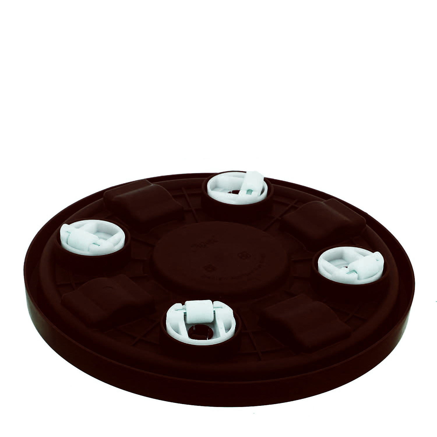 Kuber Industries Unbreakable Plastic Round Shape Gas Cylinder Stand |Cylinder Trolley With Wheels (Brown)