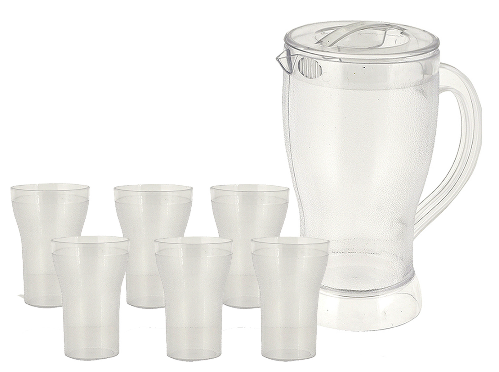 Kuber Industries Unbreakable Plastic Tableware Serving Lemon Set, Water jug with 6 Water Glass,(Set of 7 Pcs)