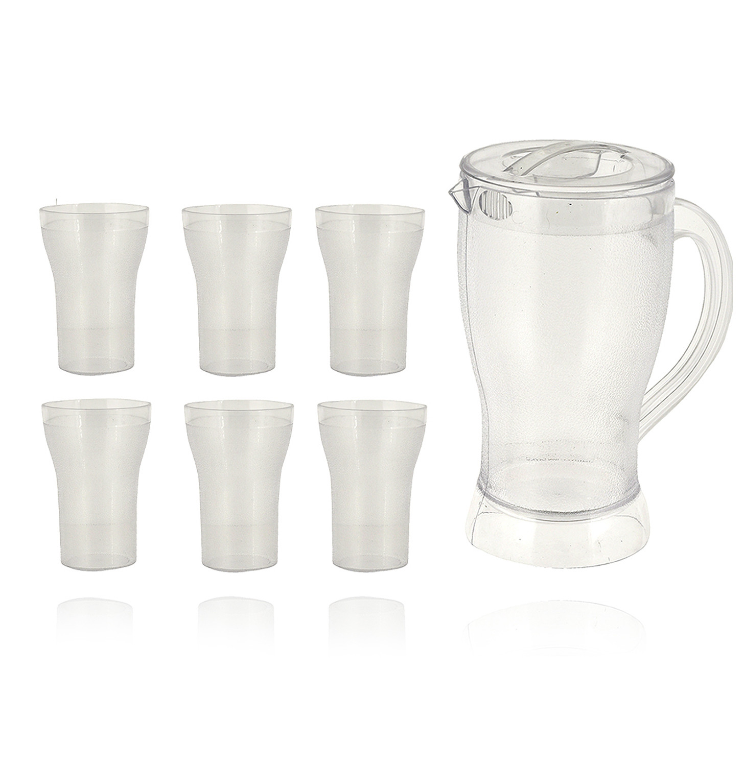 Kuber Industries Unbreakable Plastic Tableware Serving Lemon Set, Water jug with 6 Water Glass,(Set of 7 Pcs)