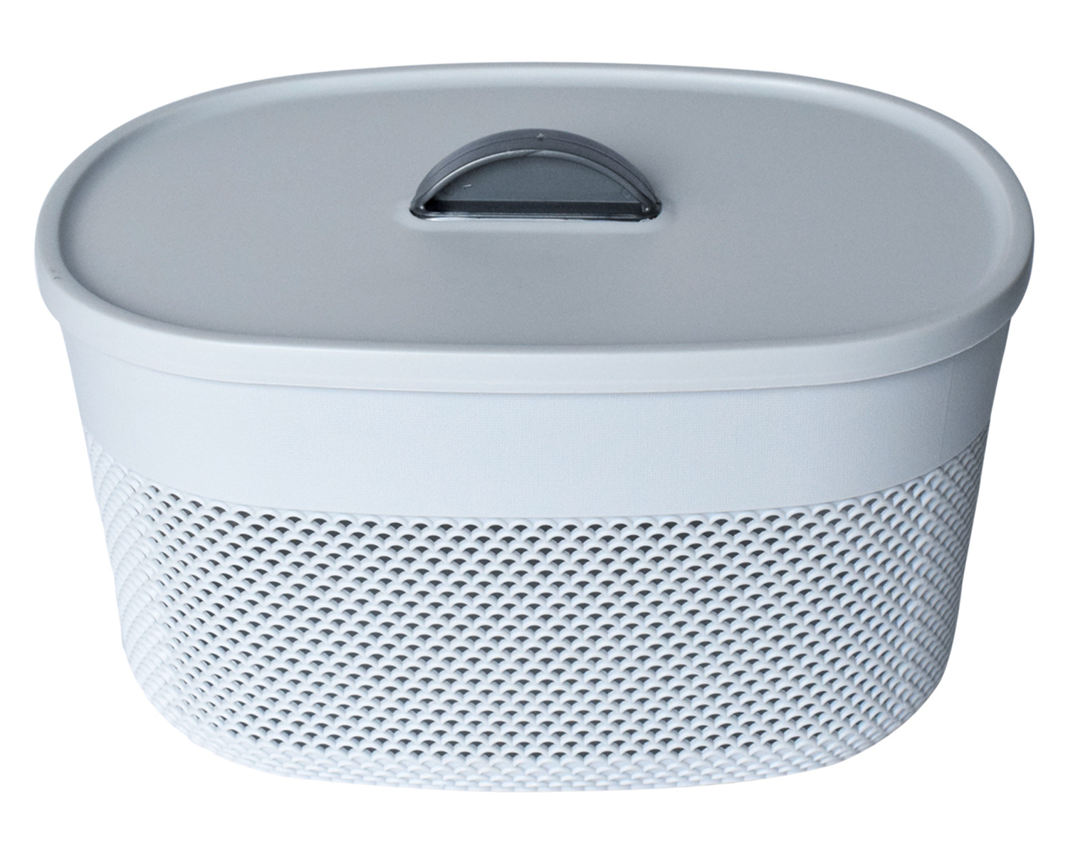 Kuber Industries Unbreakable Small Multipurpose Storage Baskets with lid|Design-Netted|Material-Plastic|Shape-Oval|Color-Grey