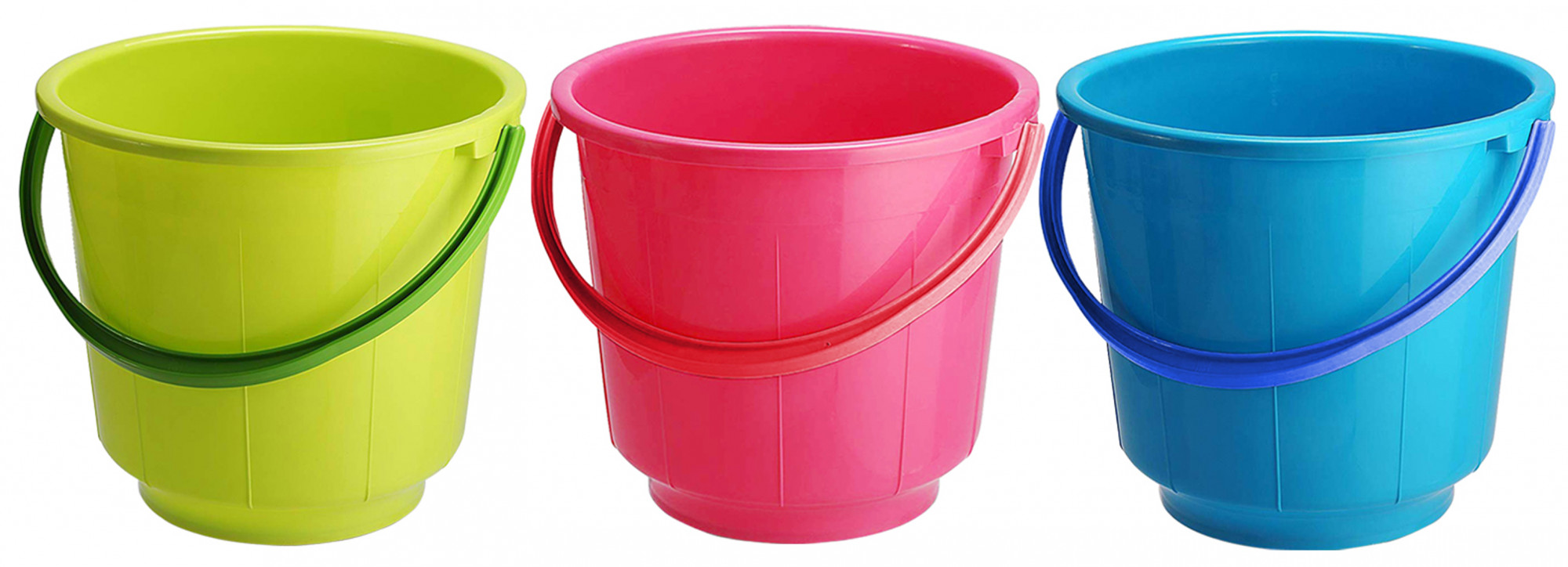 Kuber Industries Unbreakable Strong Plastic Bathroom Bucket 13 Ltr (Green & Pink & Blue) -CTKTC37927