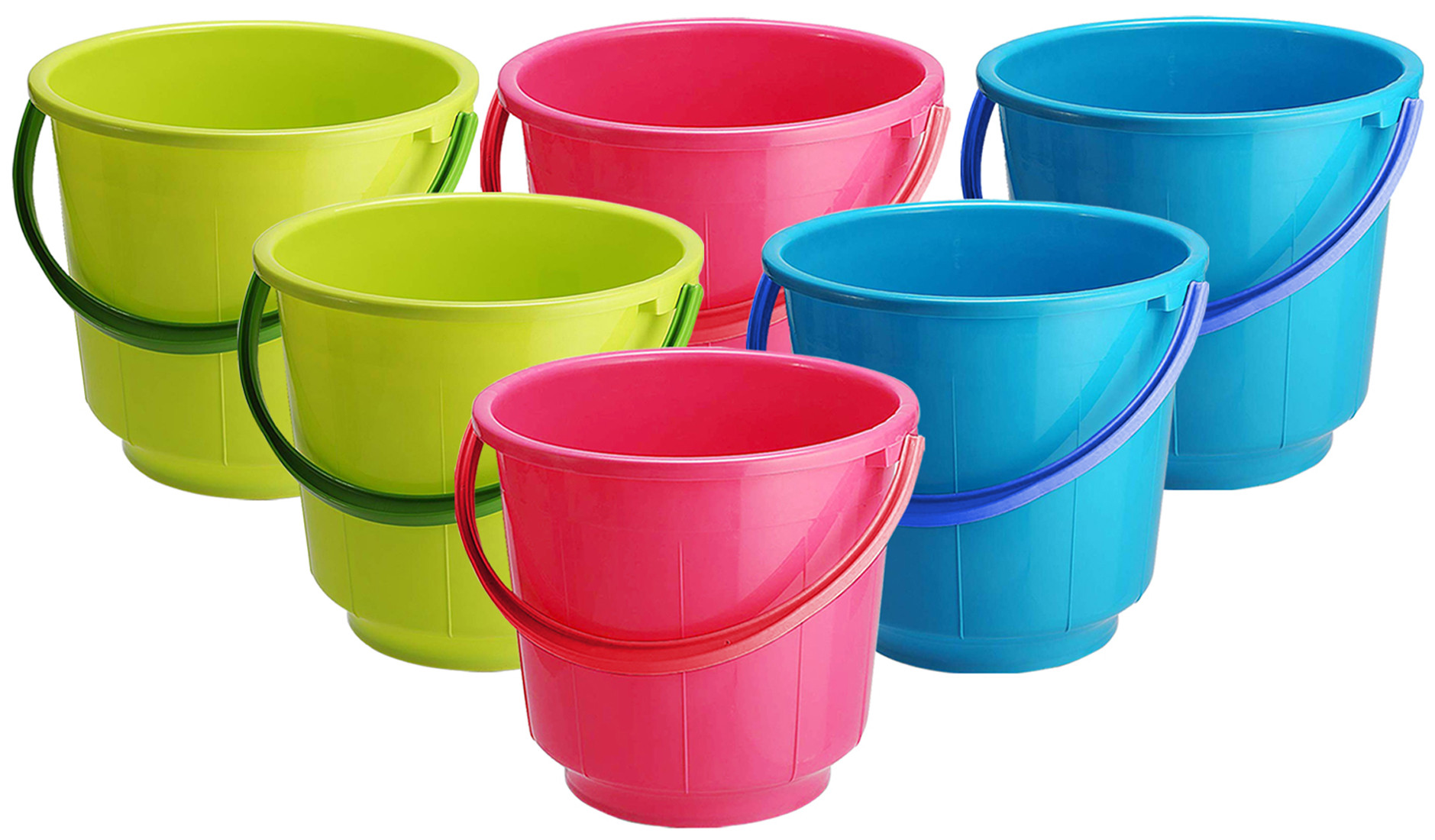 Kuber Industries Unbreakable Strong Plastic Bathroom Bucket 13 Ltr (Green & Pink & Blue) -CTKTC37927