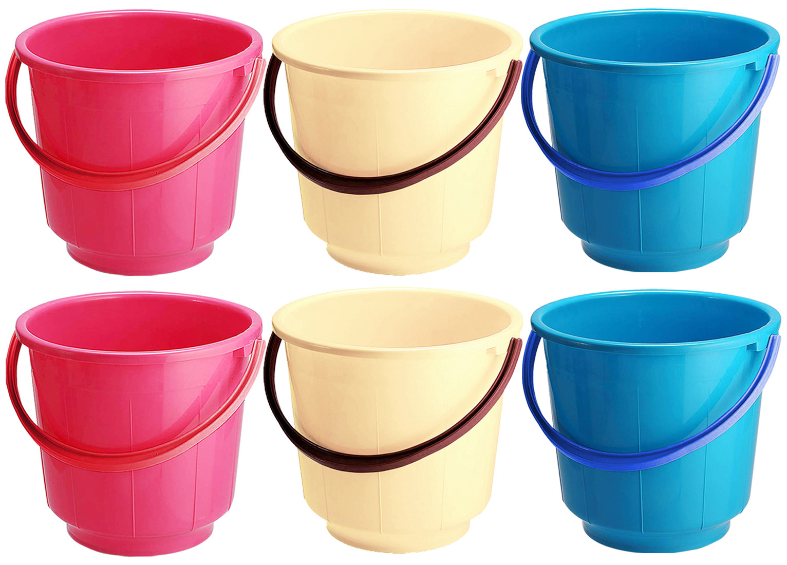 Kuber Industries Unbreakable Strong Plastic Bathroom Bucket 13 Ltr Pink  Cream  Blue -CTKTC37929