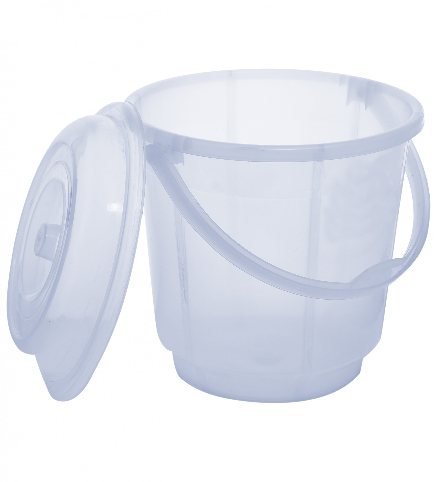 Kuber Industries Unbreakable Virgin Plastic Bathroom Bucket With Lid With Mug Combo Transparent, (18 LTR Bucket With Lid & 2 LTR Mug)-KUBMART838