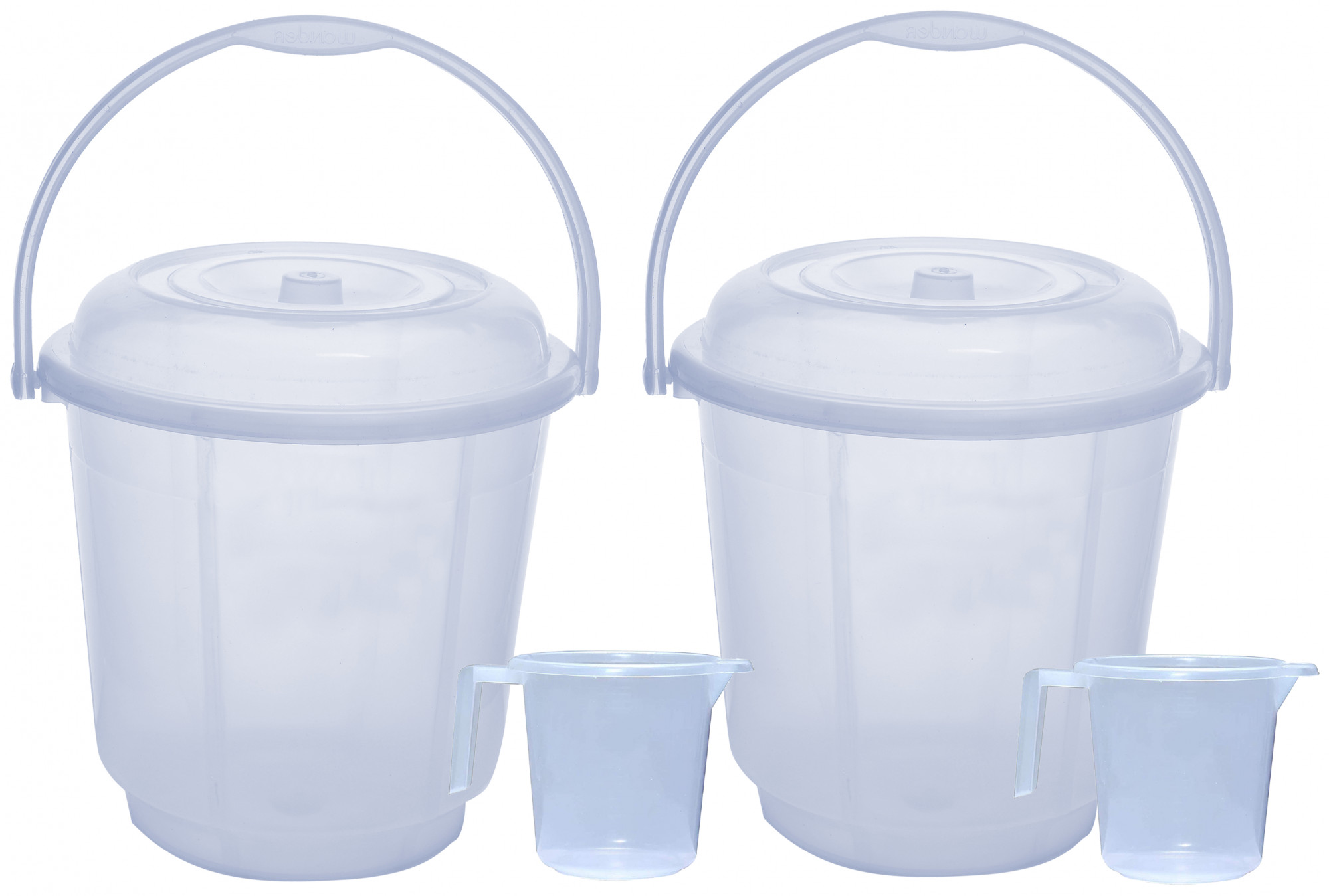 Kuber Industries Unbreakable Virgin Plastic Bathroom Bucket With Lid With Mug Combo Transparent, (18 LTR Bucket With Lid & 2 LTR Mug)-KUBMART838