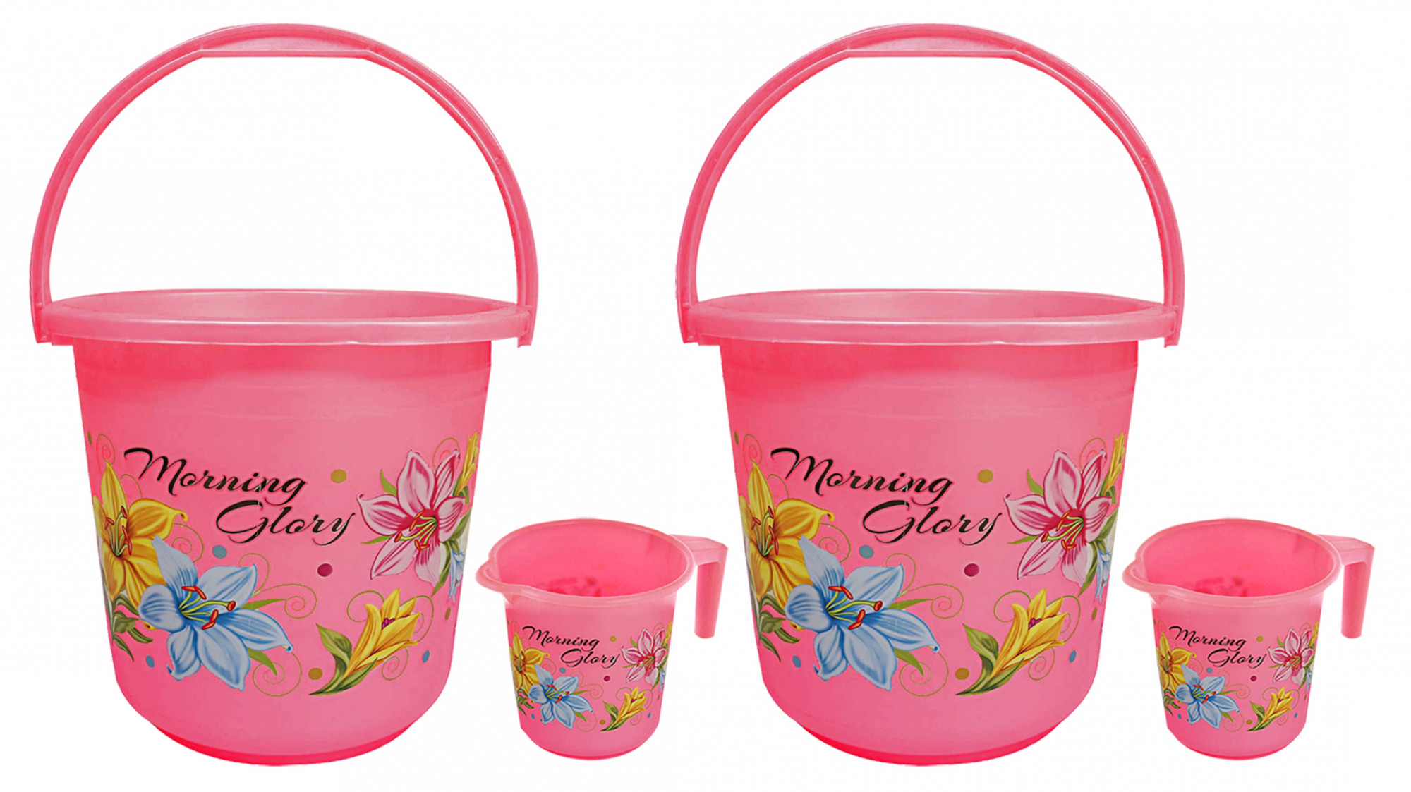 Kuber Industries Unbreakable Virgin Plastic Bathroom Bucket With Mug Set- Pink, (16 LTR Bucket & 500 ML Mug)