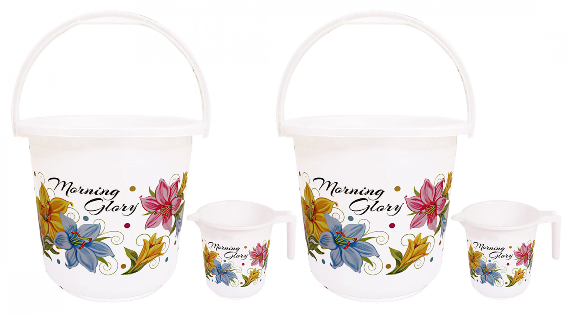Kuber Industries Unbreakable Virgin Plastic Bathroom Bucket With Mug Set- White, (16 LTR Bucket & 500 ML Mug)