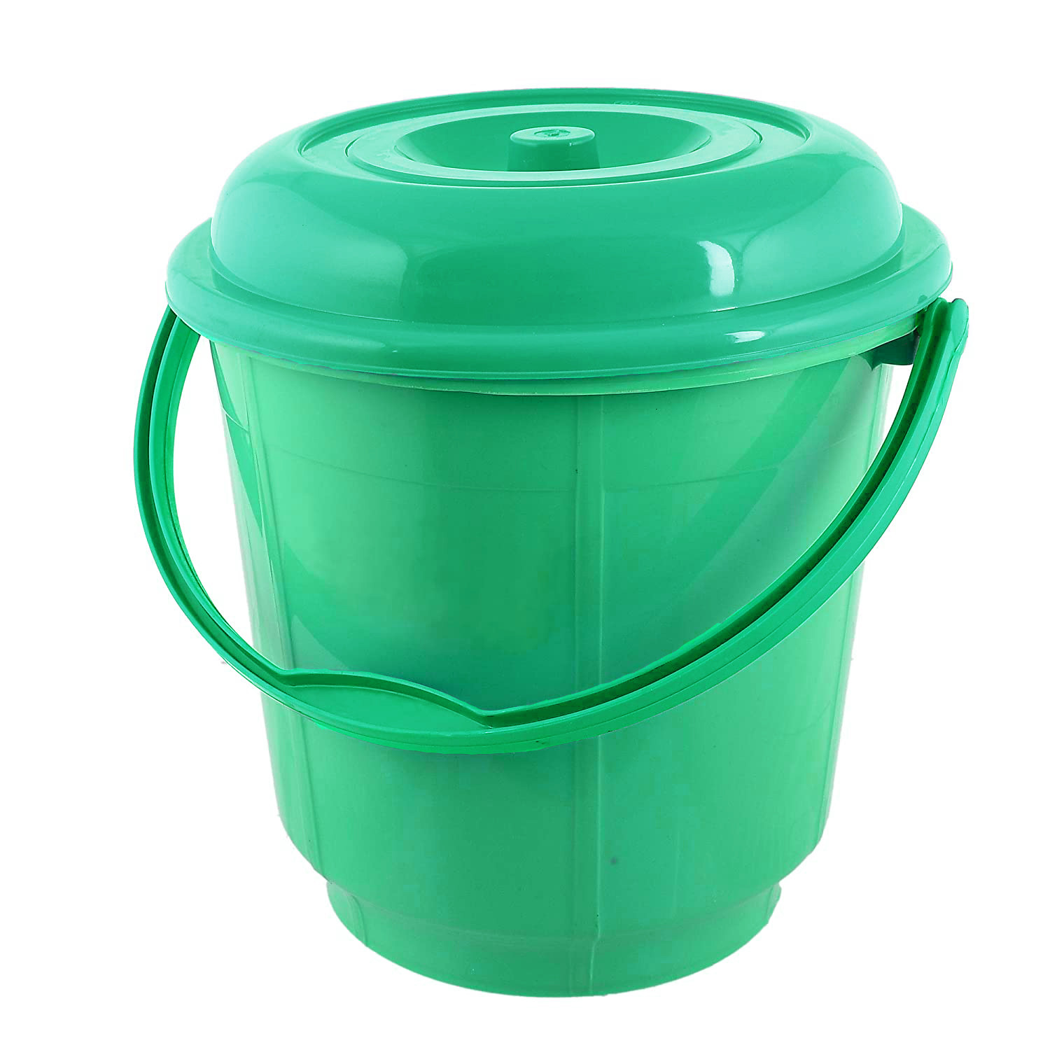 Kuber Industries Unbreakable Virgin Plastic Strong Bathroom Bucket with Lid 16 LTR (Green)