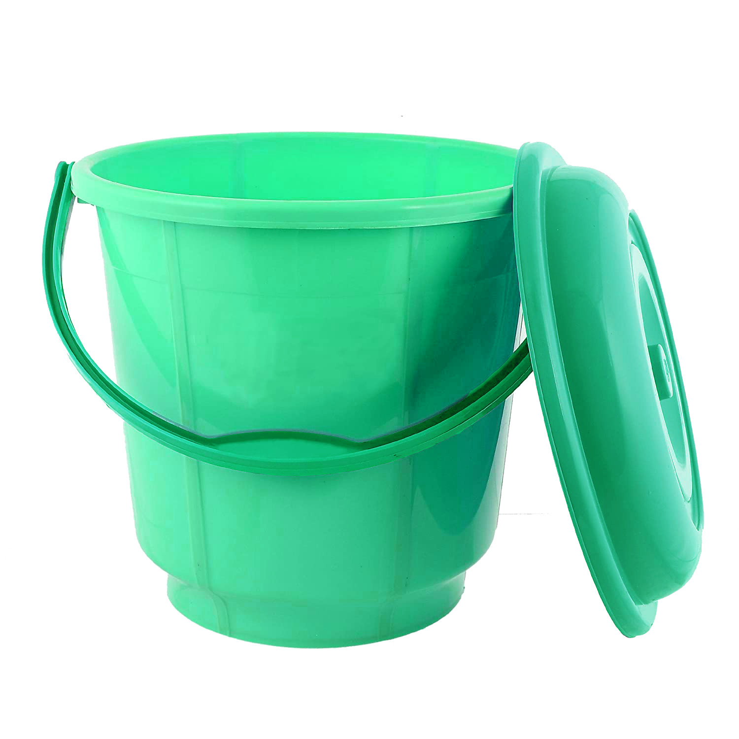 Kuber Industries Unbreakable Virgin Plastic Strong Bathroom Bucket with Lid 16 LTR (Green)