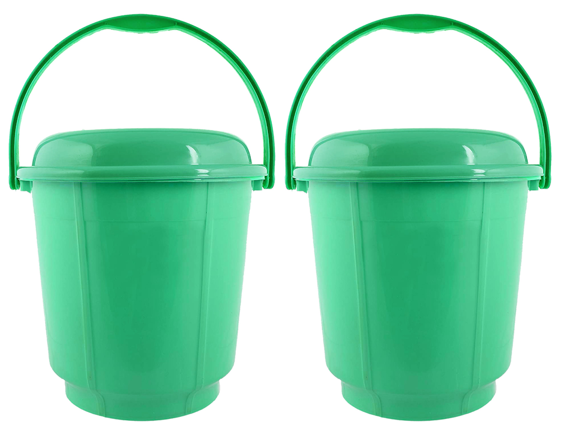 Kuber Industries Unbreakable Virgin Plastic Strong Bathroom Bucket with Lid 16 LTR (Green)
