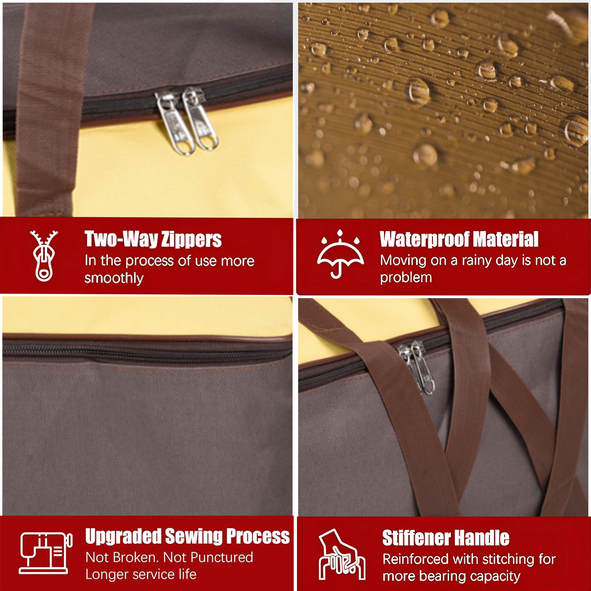 Kuber Industries Under-Bed Storage Bags for Clothes - Winter Wrap up Storage Cover for Bedding Blanket  Bedsheet Organizer  Yellow  Brown