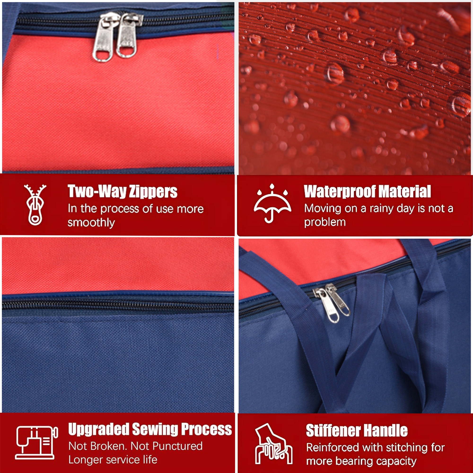 Kuber Industries Under-Bed Storage Bags for Clothes - Winter Wrap up Storage Cover for Bedding Blanket  Bedsheet Organizer  Red  Blue