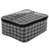 Kuber Industries Under Garment Kit|Rexine Makeup Travel Organizer|Check Print Vanity &amp; Cosmetic Pouch|Toiletry Bag with Handle for Men &amp; Women (Gray)