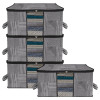 Underbed Storage Bag | Clothes Storage Organizer | Blanket Cover with Clear Window | Zipper Closure &amp; Handle Cloth Organizer | Lining-Design | Large | Pack of 4 | Gray