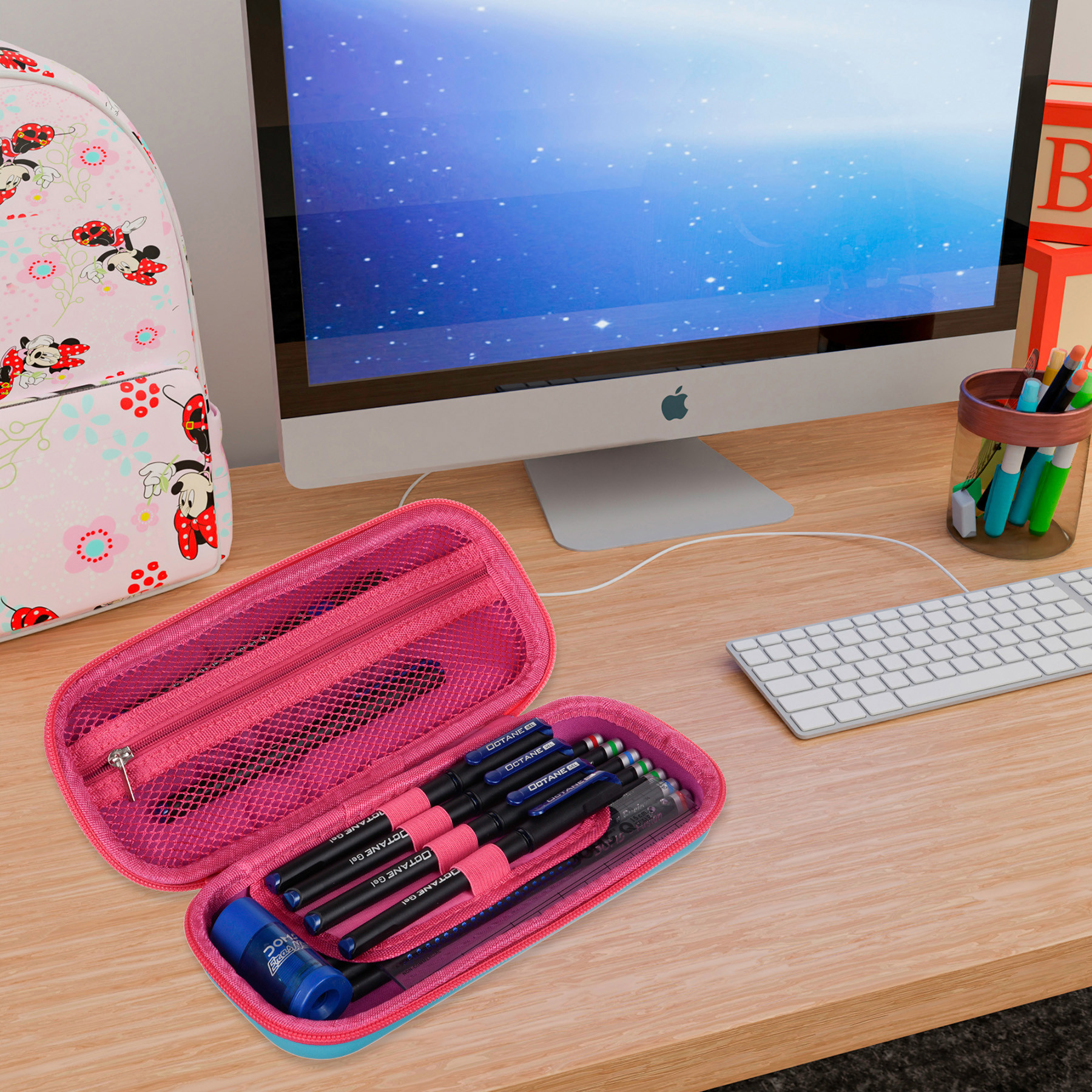 Kuber Industries Unicorn Pencil Pouch  School Pencil Case for Kids  Pen-Pencil Box for Kids  Geometry Box  Compass Box  School Stationery Supplies  Teal Green