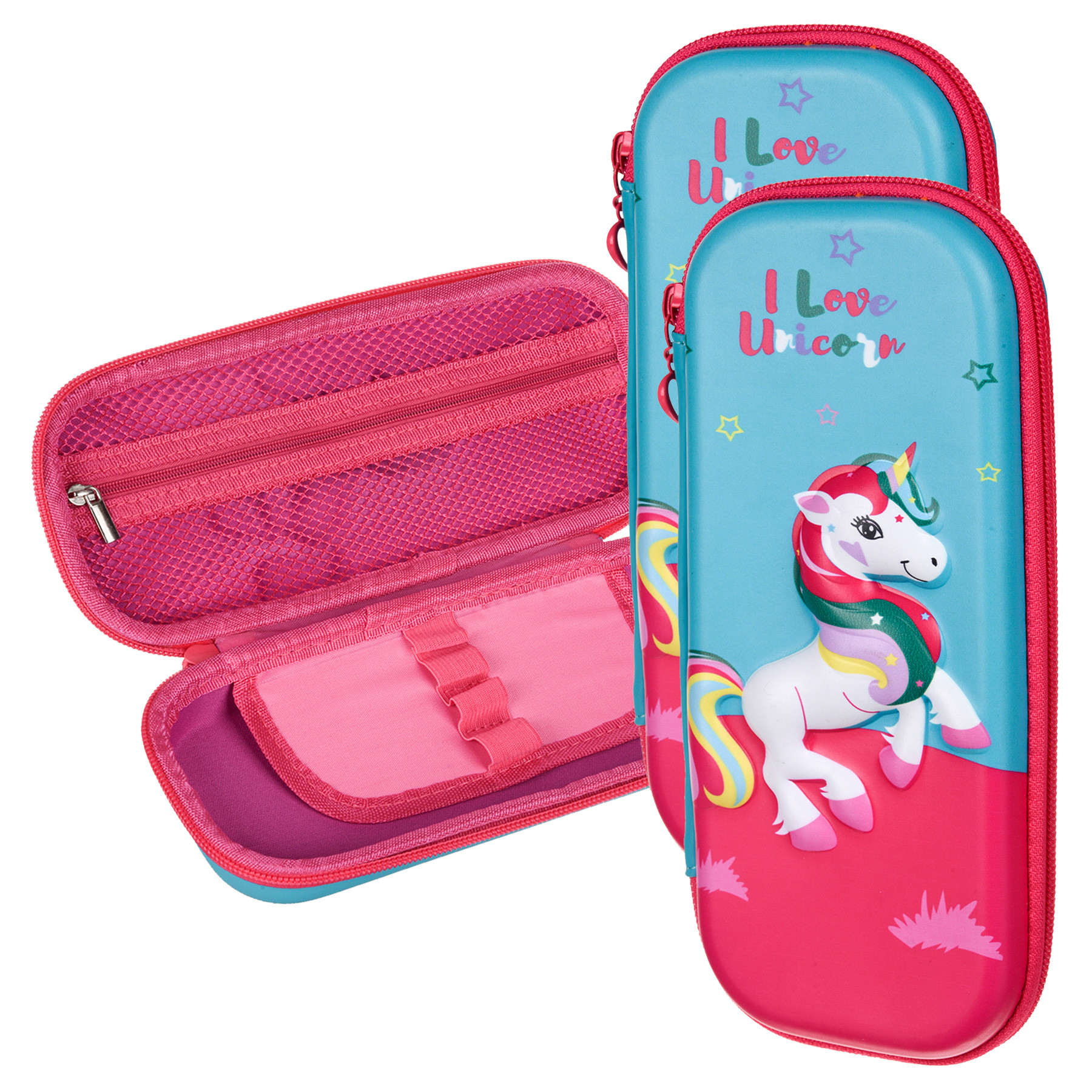 Kuber Industries Unicorn Pencil Pouch | School Pencil Case for Kids | Pen-Pencil Box for Kids | Geometry Box | Compass Box | School Stationery Supplies | Teal Green
